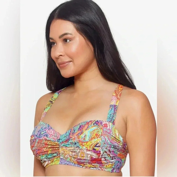 Bleu Rod Beattie Bohemian Paradise Shirred Convertible Bikini Top Size 34DD - Picture 5 of 12